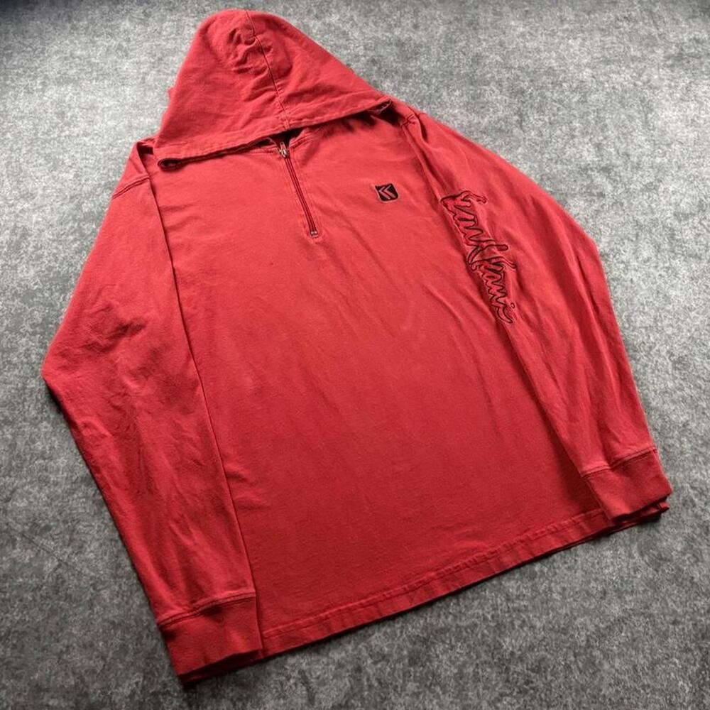 Vintage Karl Kani Y2K Men’s Large Red Quarter Zip Hooded Pullover Hip Hop